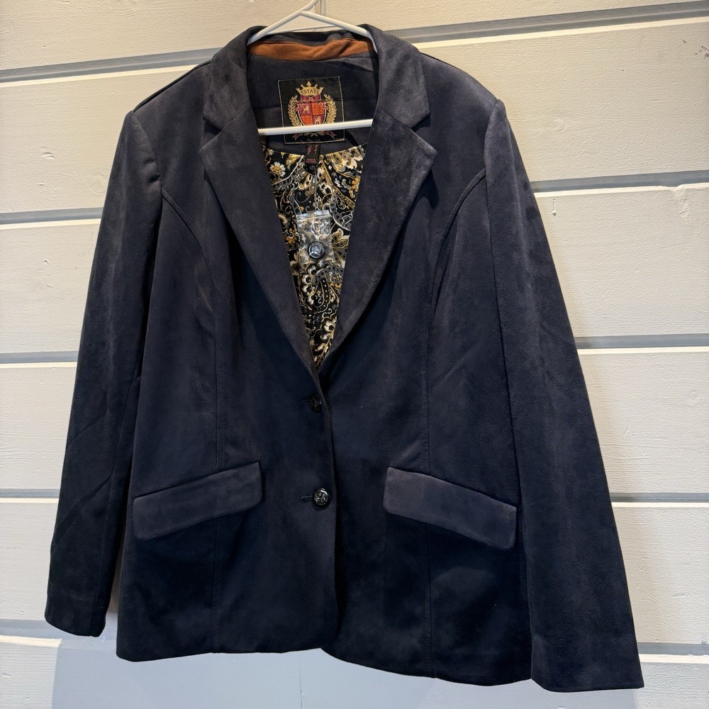 Isaac Mizrahi Live Estate Blue Textured Blazer Jacket Suit Separates Size M